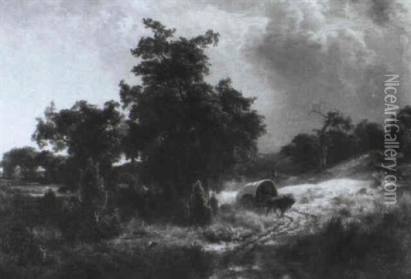 Romantische Bergige Waldlandschaft Oil Painting - August Wilhelm Leu