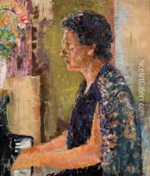 Dame Aan De Piano Oil Painting - Marcel Jefferys