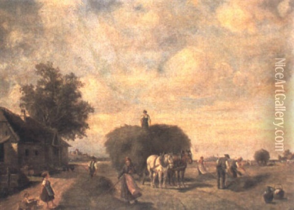 Die Heuernte Oil Painting - Ludwig Mueller-Cornelius