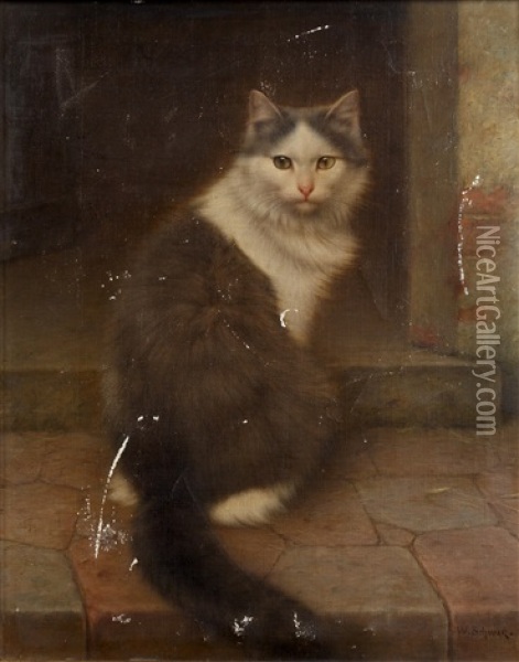 Portrait Of A Cat Oil Painting - Wilhelm Schwar