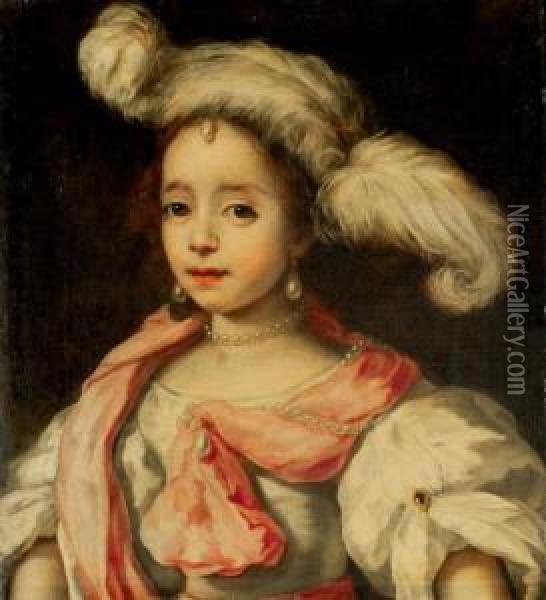 Portrait D'une Femme Au Chapeau A Plumes Oil Painting - Jan or Joan van Noordt