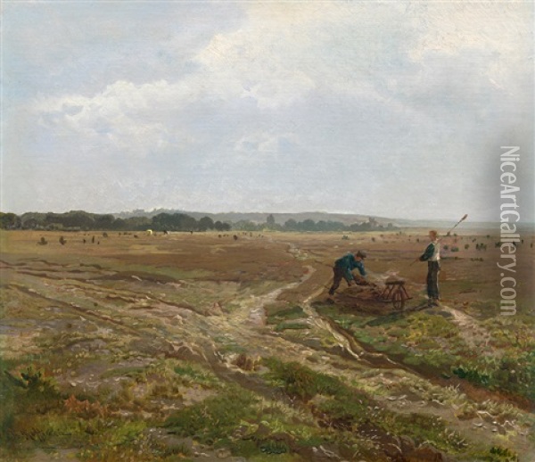 Heidelandschaft Zwischen Genk Und Diepenbeek Oil Painting - Jean Francois Xavier Roffiaen
