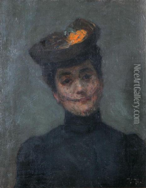 Kvinna I Sorgflor Oil Painting - Wilhelm Holmgren