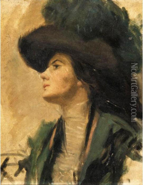 Portrait Of Mrs Patrick Campbell Oil Painting - Florence K. Upton