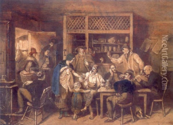 Study For A Village Tavern Oil Painting - Johann Ludwig Krimmel