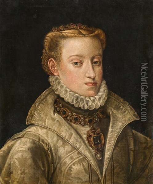 Anna Of Austria (1549-1580) Oil Painting - Juan Pantoja de la Cruz