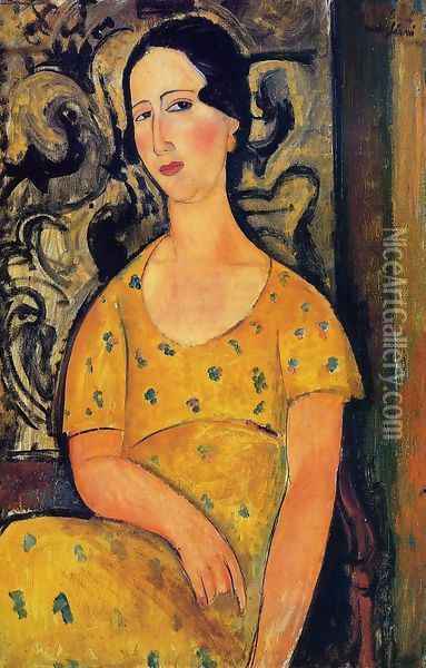 Young Woman in a Yellow Dress Oil Painting - Amedeo Modigliani