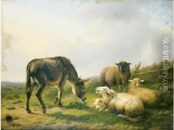 Dans La Prairie Oil Painting - Eugene Joseph Verboeckhoven