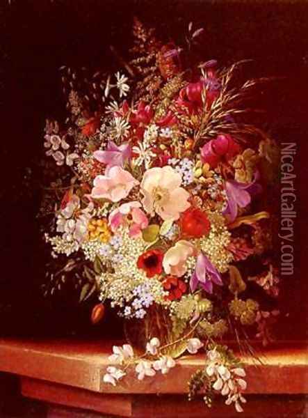 Still Life With Flowers 2 Oil Painting - Adelheid Dietrich