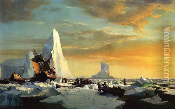 Whalers Trapped by Arctic Ice Oil Painting - William Bradford
