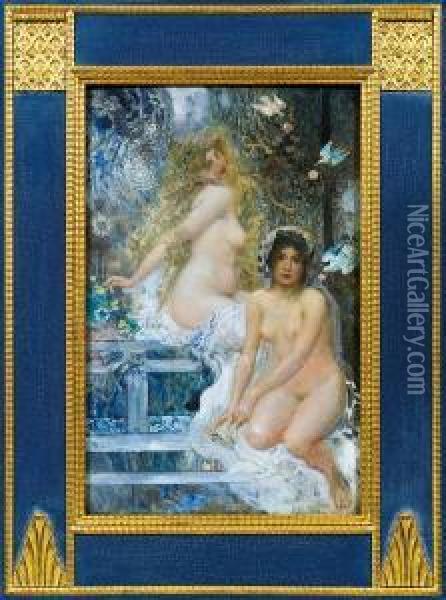 Zwei Frauenakte Oil Painting - Eduard Veith