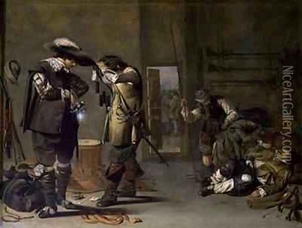 Soldiers arming themselves Oil Painting - Jacob Duck