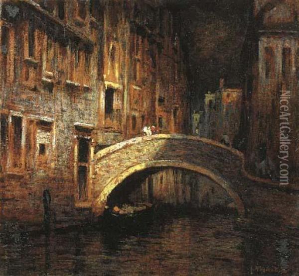 Venezia, Ponte Del Paradiso Oil Painting - Giuseppe Miti-Zanetti