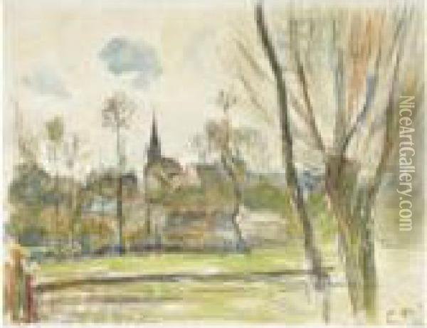 Esplanade De Bazincourt Oil Painting - Camille Pissarro
