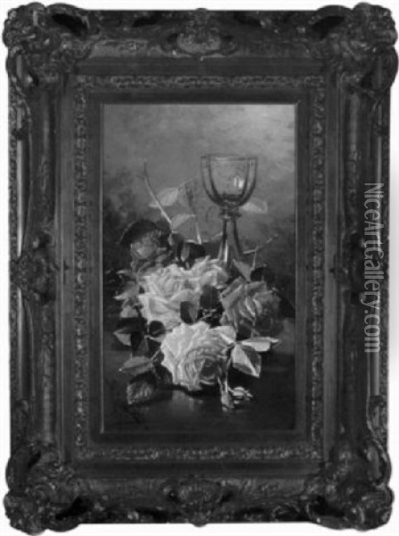 Goblet And Roses Oil Painting - Edward Chalmers Leavitt