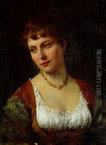A Venetian Girl Oil Painting - Eugen von Blaas