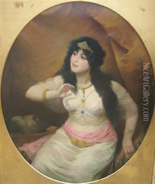 Orientalsk Haremskvinde I Lette Gevandter Oil Painting - August Hermann Knoop
