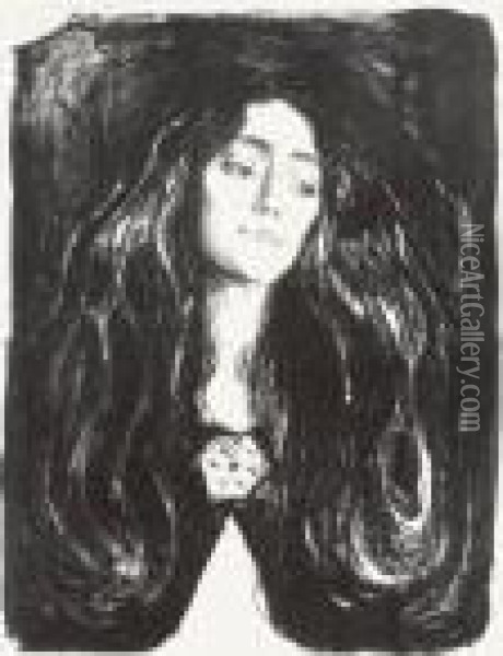 The Brooch. Eva Mudocci (woll 244, Sch. 212) Oil Painting - Edvard Munch