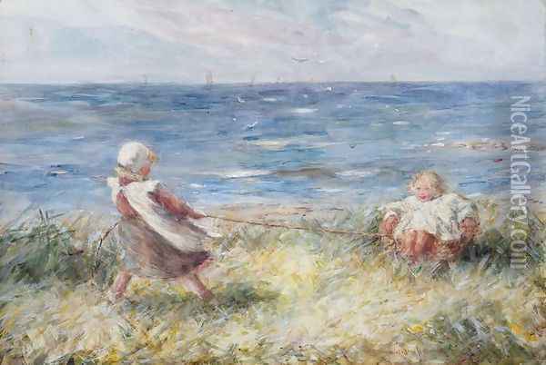 Playing by the Shore Oil Painting - Robert Gemmell Hutchison