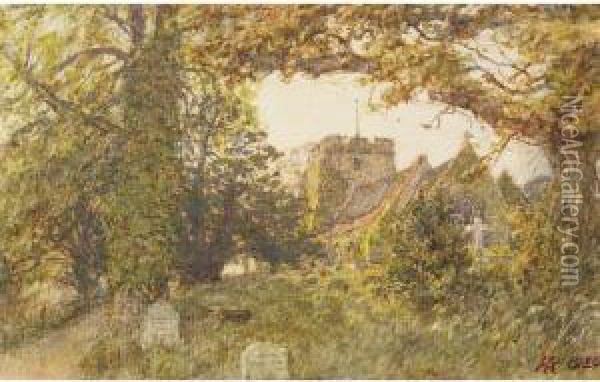 A Country Church Oil Painting - Henry Robert Robertson