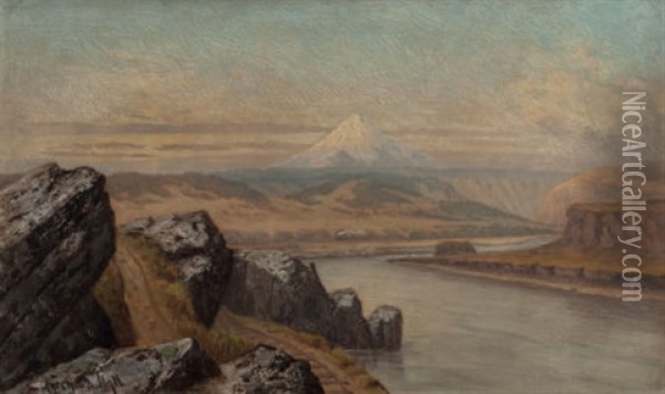 Mount Hood, Columbia Gorge Oil Painting - Cyrenius Hall
