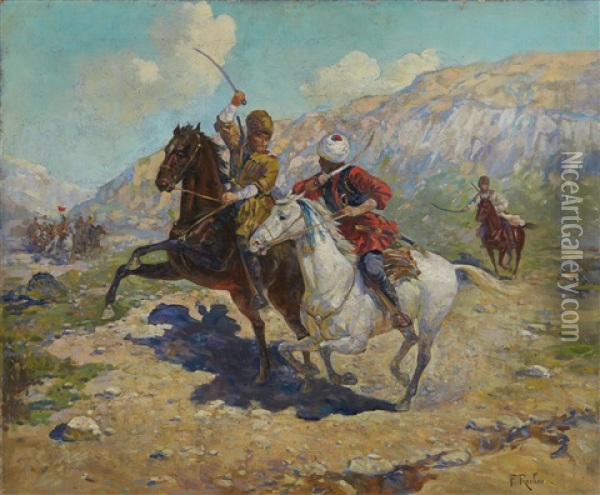 The Ambush Oil Painting - Franz Roubaud