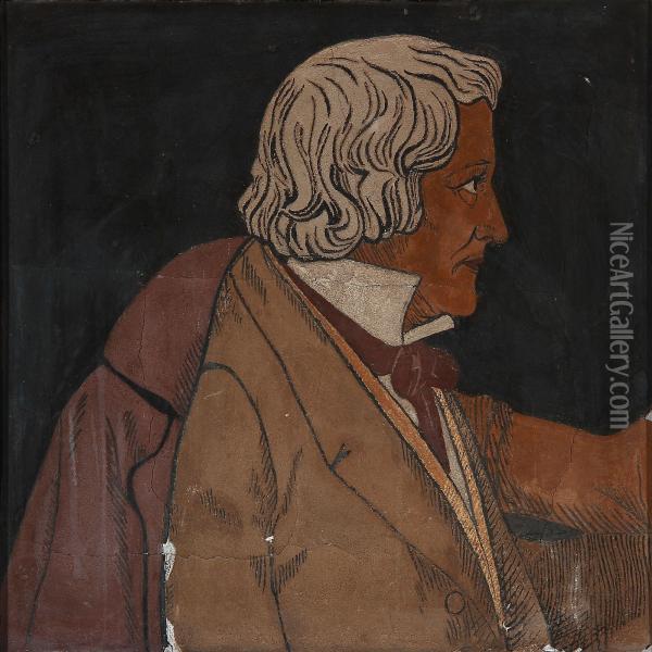 Portrait Of The Danish Sculptor Bertel Thorvaldsen Oil Painting - Axel Johansen