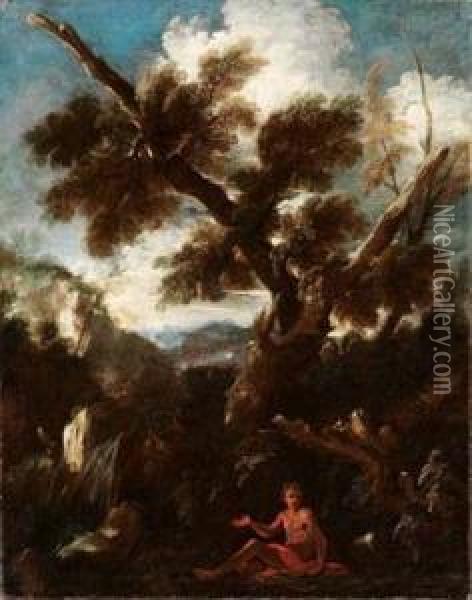Paesaggio Con San Giovanni Battista Oil Painting - Antonio Francesco Peruzzini