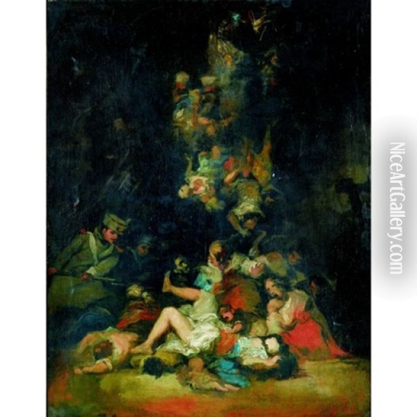 Scene De Pillage Oil Painting - Eugenio Lucas Velazquez