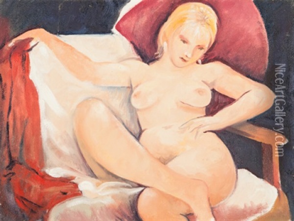 Nude Female With Crossed Legs Oil Painting - William Coleman