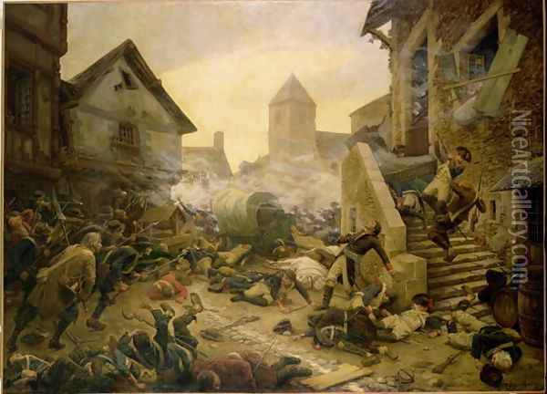 Combat at Cholet, or The Suicide of General Moulin in 1794, 1900 Oil Painting - Jules Benoit-Levy