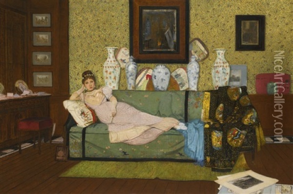 A Reverie, In The Artist's House Oil Painting - John Atkinson Grimshaw