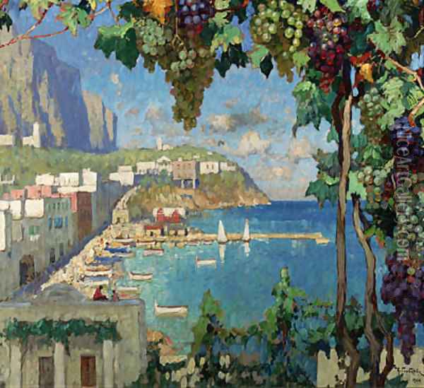 Mediterranean Coastal Scene in Summer Oil Painting - Konstantin Ivanovich Gorbatov