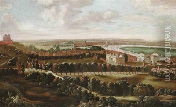 Greenwich From One Tree Hill, With The River Thames And The City Of London Beyond Oil Painting - Johannes Vorsterman