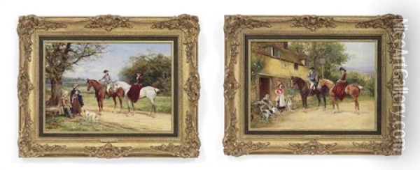 The Stirrup Cup (+ Wayside Meeting; Pair) Oil Painting - Heywood Hardy