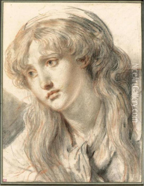 Head Of A Girl Oil Painting - Jean Baptiste Greuze