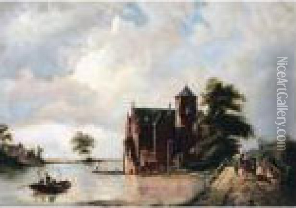 Zounenberg On The Rhine Oil Painting - Pieter Cornelis Dommershuijzen