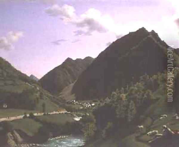 A Valley in the Pyrenees Oil Painting - A.L.R.M. Duperraux