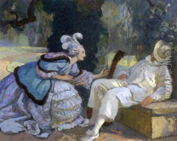 Colombine Et Pierrot Oil Painting - Paul Albert Laurens