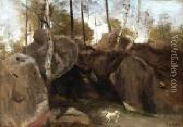 Im Wald Von Fontainebleau Oil Painting - Jean-Baptiste-Camille Corot