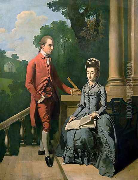 Portrait of a gentleman and his wife Oil Painting - Francis Wheatley