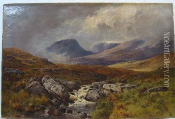Scottish Highland Scene With A Stream Oil Painting - Arthur Bevan Collier