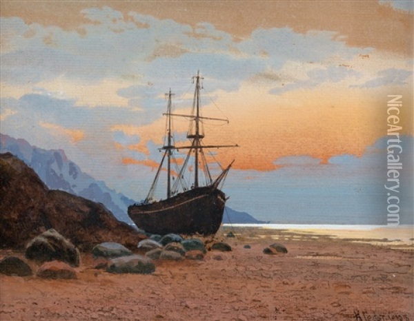 Ship Motif Oil Painting - Karl Eduardovich Geftler