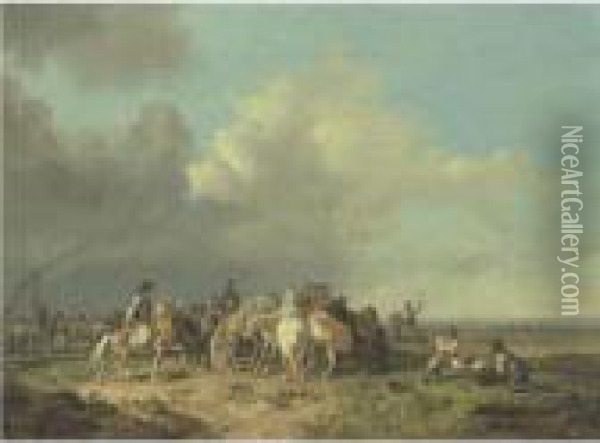 The Horse Round-up Oil Painting - Heinrich Burkel