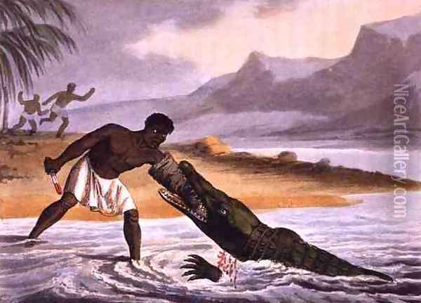The African Crocodile Hunters, 1813 Oil Painting - John Heaviside Clark