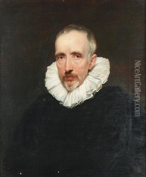 Portrait Of Cornelis Van Der Geest, Bust-length, In Black Costume With A White Ruff Oil Painting - Sir Anthony Van Dyck