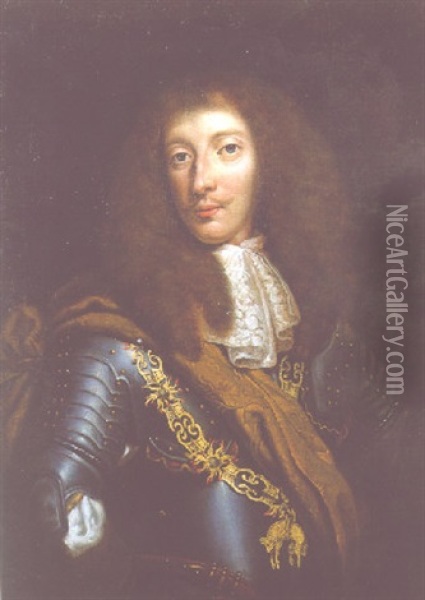 Portrait Of Jean Charles De Watteville, Marquis Of Conflans, Wearing Armour And The Order Of The Golden Fleece Oil Painting - Hyacinthe Rigaud