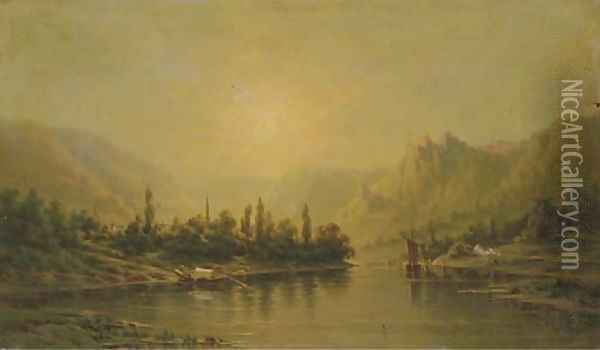 Boating at Dusk Oil Painting - Frederick Debourg Richards