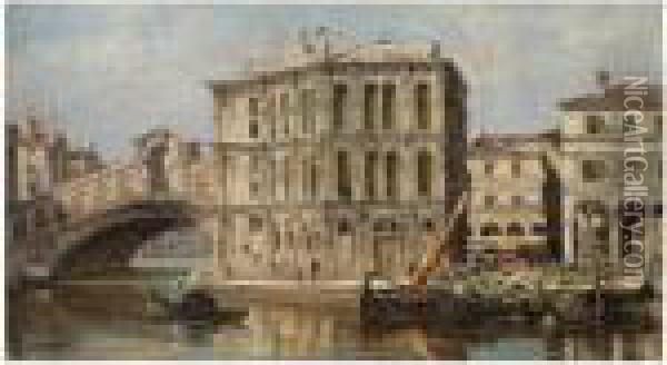 The Rialto Bridge With The Palazzo Dei Camerlenghi Oil Painting - Antonietta Brandeis
