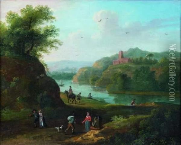 Pecheurs Au Bord D'une Riviere Oil Painting - Maximilian Blommaerdt
